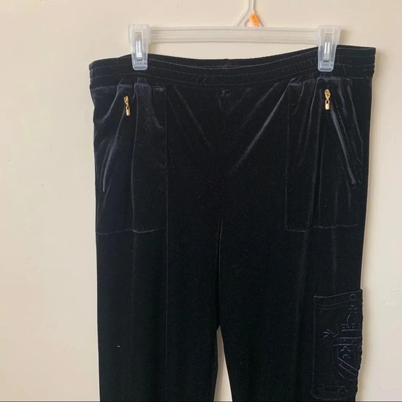 ST John Sport Velour Black Track Pants size L - Picture 4 of 7